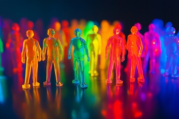 Obraz premium Diversity and inclusion concept. Colorful figurines on the dark surface. 