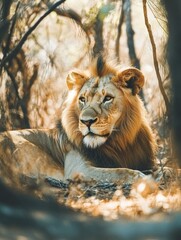 Obraz premium Lion resting in shade