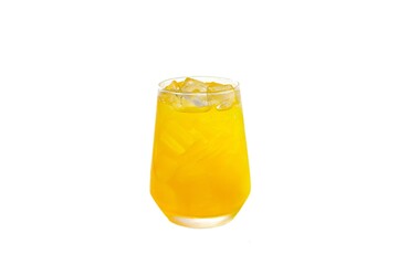 Orange juice ice put on white background with isolated photo.