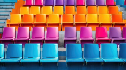Obraz premium Colorful Stadium Seating in Bright Tones
