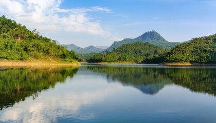 Reflective Lake Amidst Majestic Mountains