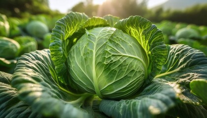 Fresh Green Cabbage Harvest