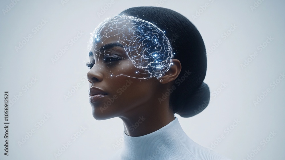 Aufkleber medical professional demonstrating a holographic image of the brain to illustrate stroke recovery st