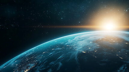 Obraz premium Futuristic satellite array in earth orbit a glimpse into tomorrow's technology and its impact on our planet