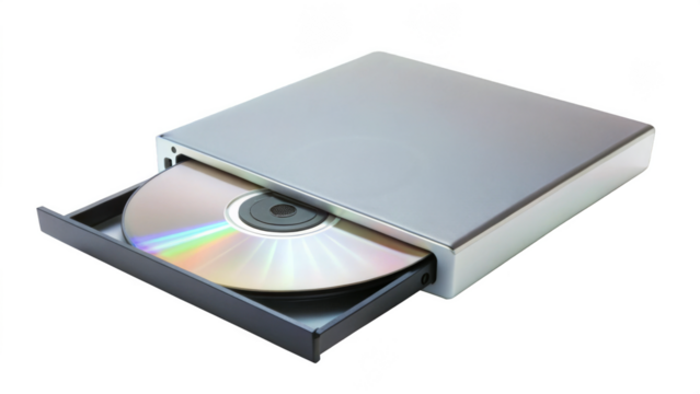 External CD Drive on a transparent background.