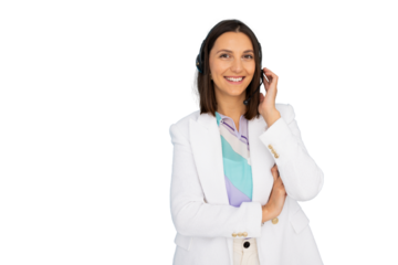 Friendly woman call center agent