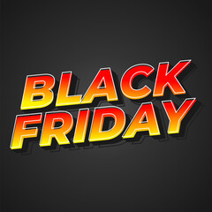 Black friday. Text effect in full colors with three dimensions style, for social media ads