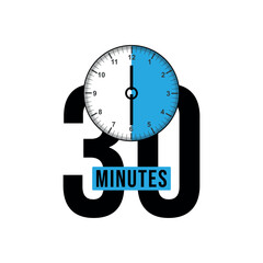 Minutes vectors, 30 timer minutes symbol, clock, stopwatch, cooking time, countdown free icon