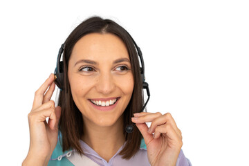 Fototapeta premium Young call center operator with headset