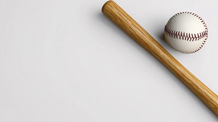 A baseball bat and ball on a white background. Generative Ai