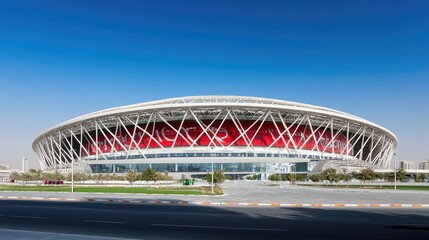 Fototapeta premium Modern Architecture of a Sports Stadium in Clear Sky