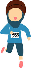 Joyful Girl in Hijab Running Race 355