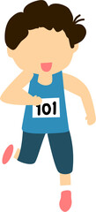 Obraz premium Smiling Runner with Number 101 Bib, Cartoon Illustration