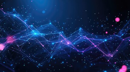 Abstract Digital Network with Dots and Lines