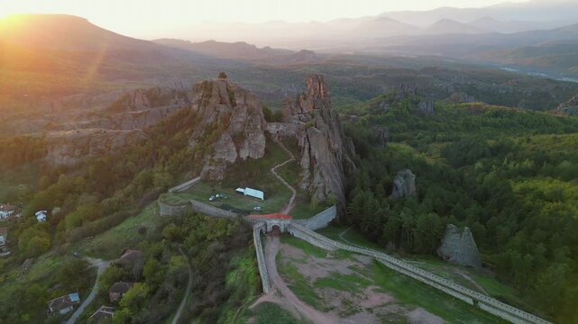 Sunrise Hues on Belogradchik Fortress and Its Majestic Rocks