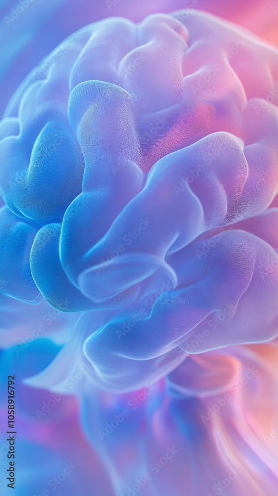 Poster 3D-rendered brain model displaying a specific surgical approach with close-up details on targeted regions with copy space for text