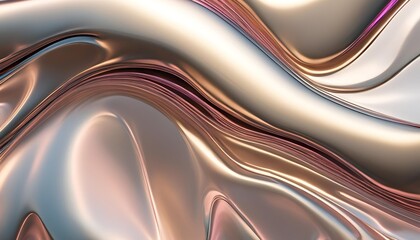 3D render of an abstract wavy sculpture with pearlescent car paint