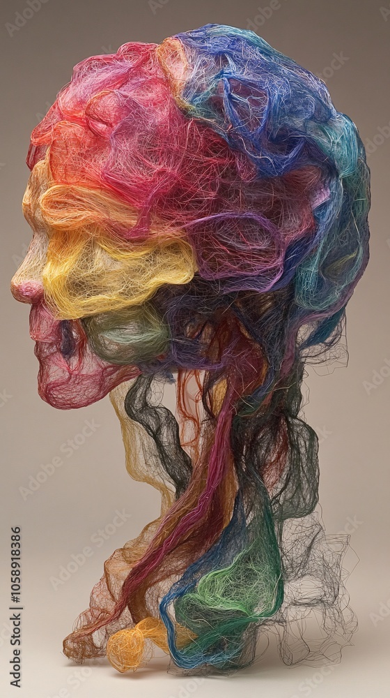 Poster Color-coded brain model displaying areas affected by surgical treatment and recovery paths with copy space for text