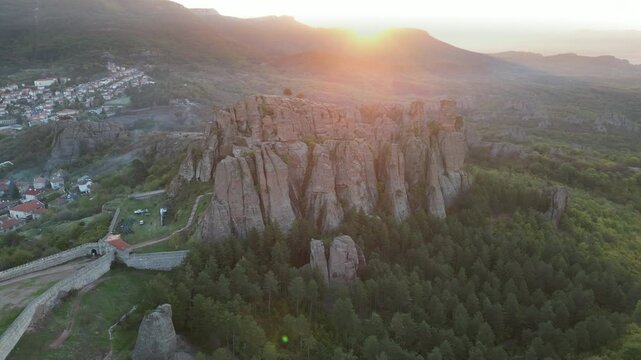 Sunrise Glory Over Belogradchik: Fortress and Colossal Rocks in Golden Glow