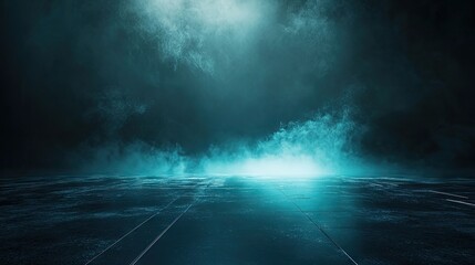 Fototapeta premium Panorama wide banner with a dark abstract 3D futuristic background, ideal for creating a captivating visual appeal. This dark abstract background offers ample photo style copy space.