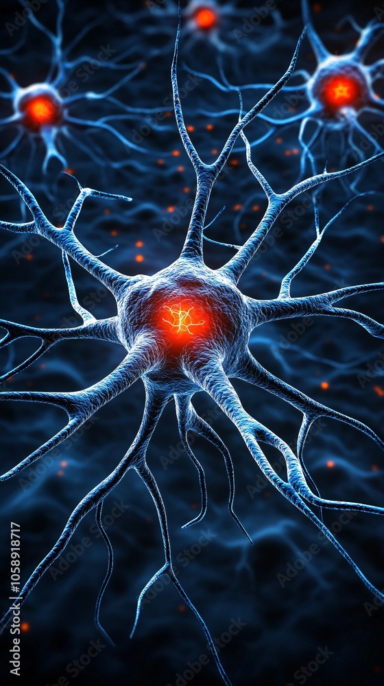 Poster Detailed 3D model showing neural tissue and mapped areas for surgical reference with copy space for text