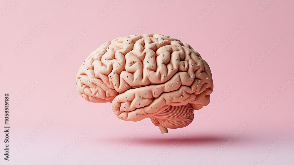 Poster Cross-sectional brain model in 3D with clear labeling of surgical access points and treatment zones with copy space for text