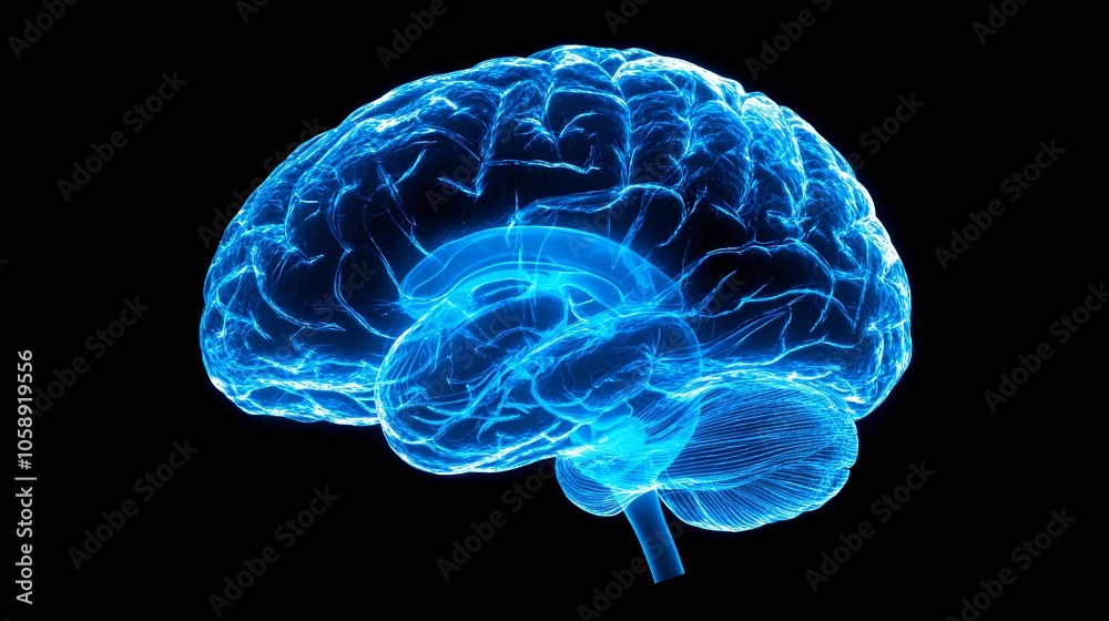 Poster anatomical 3d model with labeled brain regions for surgical reference and analysis with copy space f