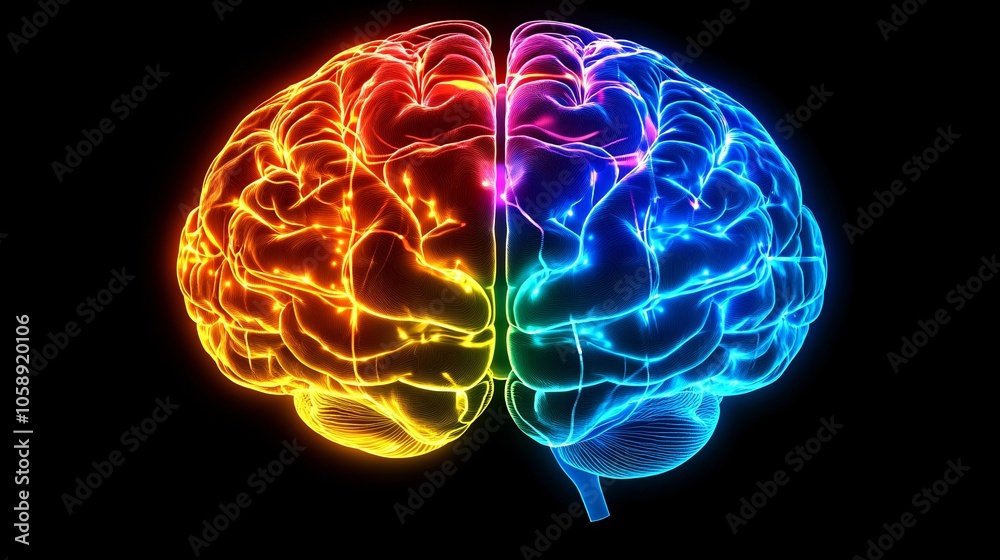 Poster 3D visualization of brain structure focusing on lobes and surgical hotspots, with a semi-transparent overlay with copy space for text