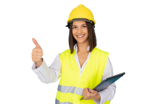Woman engineer wearing protective gear