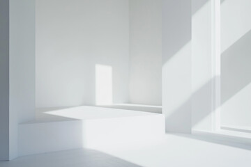 White studio room interior design with wide angle for product display