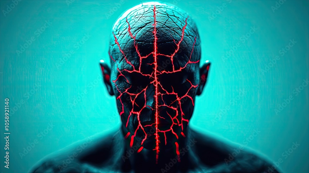 Poster Abstract representation of human emotion with intricate facial patterns.