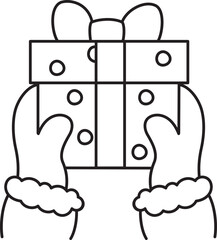 Gift Merry Christmas Outline Illustration