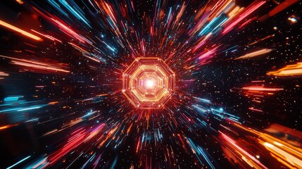 Hexagonal Firework Lighting Up the Night Skies with Radiant Energy