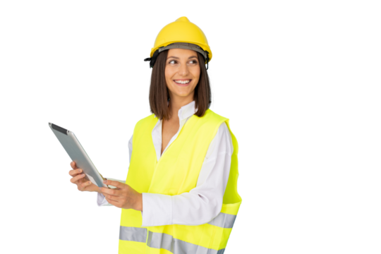 Female civil engineer with a safety helmet