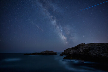 Milky Way over the sea..Long time exposure night landscape with Milky Way Galaxy during the Perseids flow above the Black sea, Bulgaria. © Jess_Ivanova
