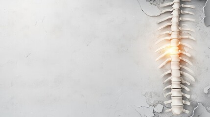 Obraz premium Spine with bright point of pain in middle back, arched posture, middle back pain, spinal discomfort