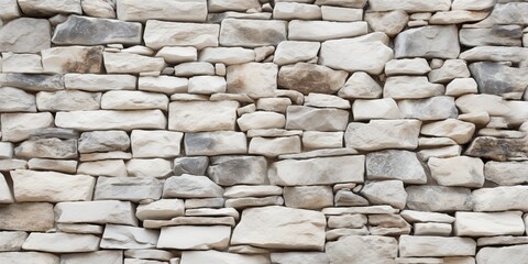 Obraz premium A wall made of white and gray stones background.. 