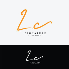L, C, LC Initial letter logo. Alphabet LC Handwritten Signature logo