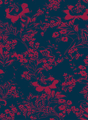 abstract, vector, monochrome, big flowers, all over textiles design, illustration digital image can be used for wrapping paper