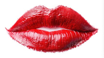 Red Lipstick Smudge Texture on White Background