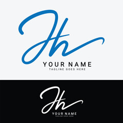 J, H, JH Initial letter logo. Alphabet JH Handwritten Signature logo