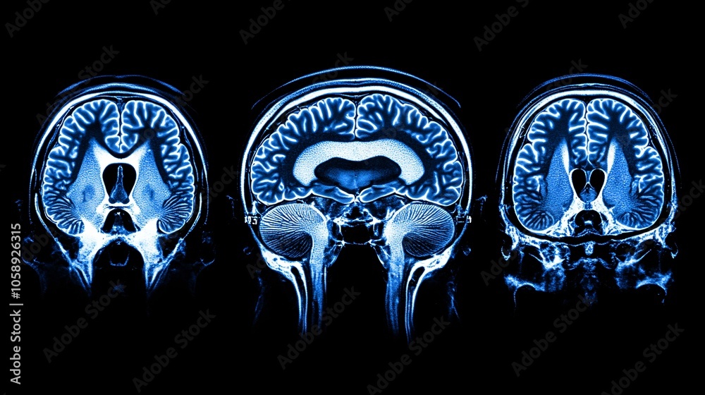 Poster Emergency room doctors urgently reviewing brain scan to pinpoint a stroke location with copy space for text