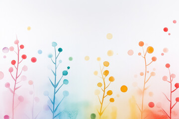 vibrant watercolor abstract background featuring colorful branches and dots, creating cheerful and artistic atmosphere. Perfect for seasonal designs or creative projects