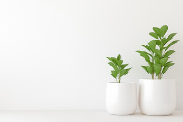 Fototapeta premium シンプルな白い部屋と植物 3