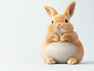 Obraz premium Plump and Cuddly Domestic Rabbit Sitting Calmly in Studio Portrait