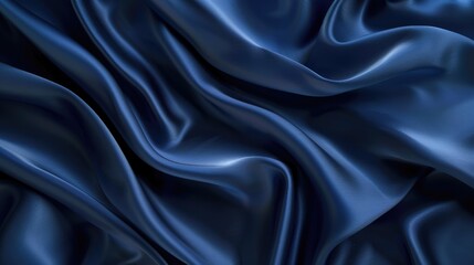 Fototapeta premium Elegant navy blue abstract silk satin background with wavy lines.