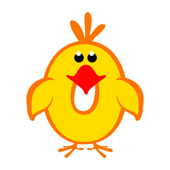 Cartoon number 0 like yellow chicken, figure Zero. Cartoon of number with a animal concept. Calligraphy, lettering, typography for your Education cards or game