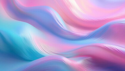 Obraz premium Dreamy Pastel Waves in Fluid Motion. Soft Gradient of Pink and Blue, Abstract Digital Art Perfect for Calm App Backgrounds, Relaxation Themes, and Serene Branding Visuals