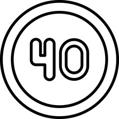 40 Speed Limit Sign Board Icon