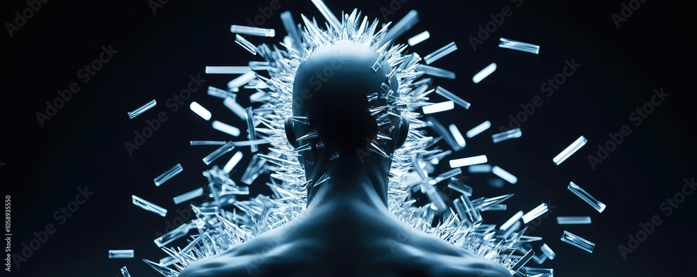 Poster abstract representation of the mind with energy and light effects.